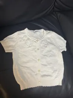 ファミリア 花柄モチーフ付きニットカーディガン80 ホワイト