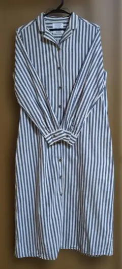 サニークラウズ　ストライプワンピース 　リネン混　日本製