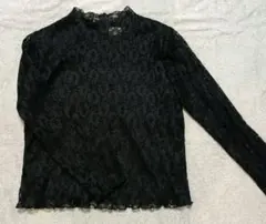 レディース ミセス ファミーヌ ブラックレース長袖トップス カットソー L相当
