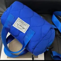 キルティングショルダーバッグ 青 22cm