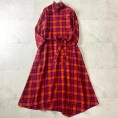 ポールスミス 40 ロングワンピース 変形 マキシ丈 チェック オレンジのサムネイル