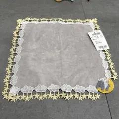 近沢レース　タオルハンカチ　夢喰いバク　グレー