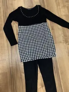 ワンウェイ　千鳥柄ニット　長めセーター　Mサイズ