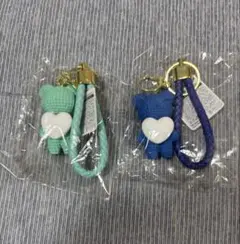 CUTE BEAR キーホルダー2 ブルー／グリーン