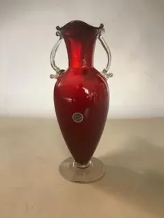 MURANO】ITALY☆ムラノ 金彩 レッド 一輪挿し 花器 花瓶☆ヴェネチアン 