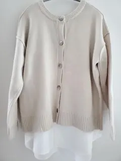 2WAYシャツテールコンビネーションセーター　ナチュラル　アイボリー　2点セット