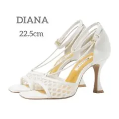 ダイアナ メッシュホワイト ストラップ サンダル シアー素材 22.5cm