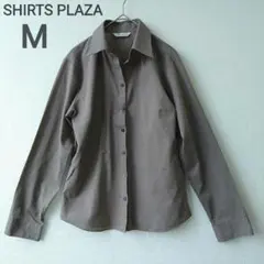 SHIRTS PLAZA シャツプラザ ストライプ 長袖シャツ M　ブラウン　茶