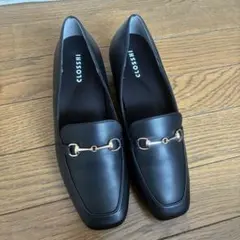 CLOSSH ブラックローファー 低ヒール ストラップ付き　しまむら　パンプス