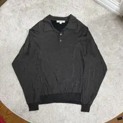 【美品】ダークブラウン 短丈ニットポロシャツ 長袖 AURALEE