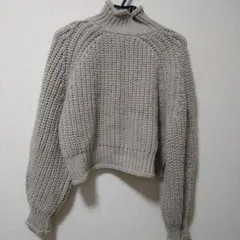 H&M ハイネック ローゲージ ニット ベージュ