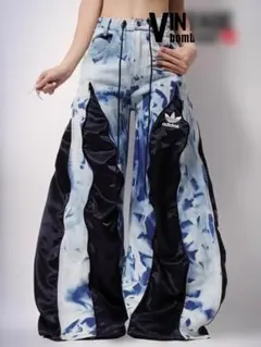 希少一点物！リメイクタイダイ柄 ワイドパンツ 再構築101286 adidas
