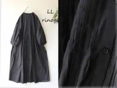 新品値引　夏ＬＬ黒ブラック*コットンプリーツロングシャツワンピース大きいサイズ