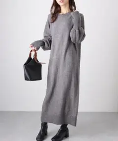 【Lace Ladies】 長袖ワンピースドレス グレー 結婚式二次会お呼ばれ