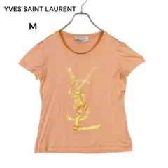 イヴサンローラン YSL ロゴ 半袖Tシャツ イタリア製 M ピンクベージュのサムネイル