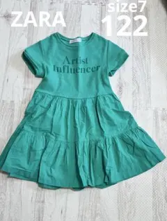 ZARA キッズ　グリーン ティアードワンピース