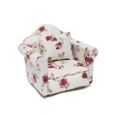 1/12サイズ 花柄ソファ ホワイト クッション付き