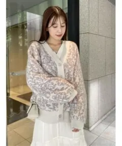 snidel コラボビジューボタンジャガードカーディガン