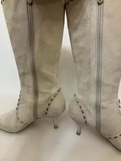 スエード ロングブーツ ベージュ ステッチデザイン