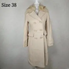 【美品】​ 23区 ロングコート 38 ブルーフォックスファー ウール100%