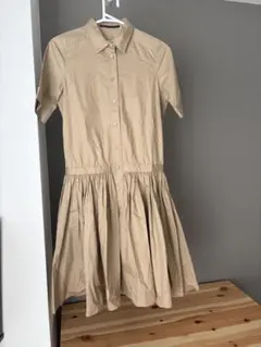 美品　IENAベージュ シャツワンピース 半袖 フレア　日本製
