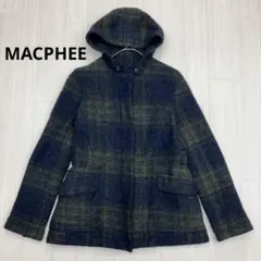 ☆ MACPHEE マカフィー チェック柄 ウール フード Pコート アウター