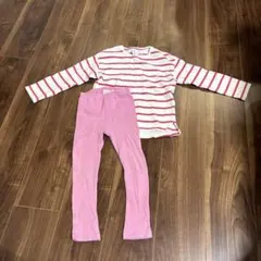 ZARAストライプ長袖カットソーとピンクレギンスセット 4-5歳用