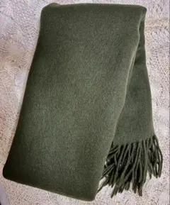 ピュアカシミヤ100% 大判ストール　ダークグリーン