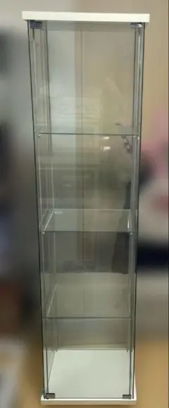 【取引中】IKEA デトルフ 中古品 】IKEA 全面ガラス 4段 デトルフ DETOLF ホワイト ダーク
