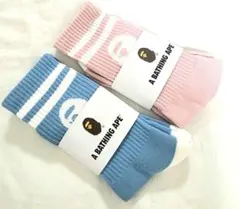 新品未使用　A BATHING APE 　エイプ　靴下 ソックス　青桃2足