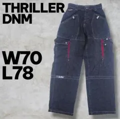 THRILLER デニム カーゴパンツ W70 L78 濃グレー ハイウエスト