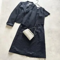 極美品東京ソワール13号セレモニースーツネイビー卒業入学ママスーツ大きいサイズ