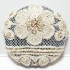 インド刺繍　№3171　アイボリー花　㊳ミリ