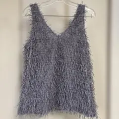 VIS グレー フリンジ タンクトップ サイズF