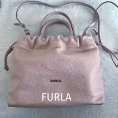 FURLA ピンク レザー ショルダーバッグ
