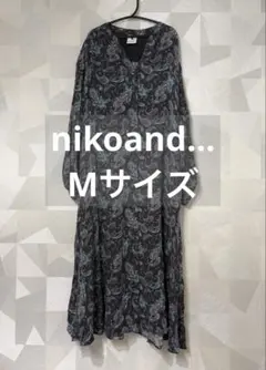 【niko and… Mサイズ 】ペイズリー柄ロングワンピースニコアンド黒グレー