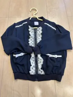 axes femme kids レース ネイビー キッズ ガーリー 羽織り