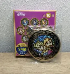 ディズニー　24金　缶バッジ　アナ　エルサのサムネイル