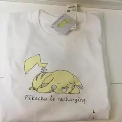 【新品未使用UT】 ユニクロコラボTシャツ　ピカチュー柄 白：＜Lサイズ＞