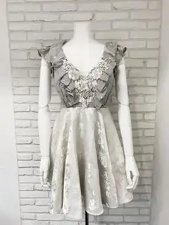 ROBE de FLEURS キャバドレス　花刺繍　ストーン　フリル　M