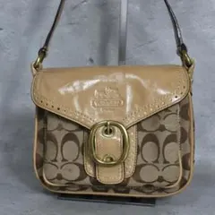 1096 COACH コーチ シグネチャー ショルダーバッグ ベージュ レザー