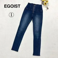 【EGOIST】スキニーデニム ジーンズ パンツ ハイウェスト 脚長効果 ブルーのサムネイル