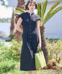 【美品】DRESSTERIORフレンチスリーブリップルワンピースSサイズのサムネイル