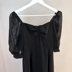 新品 Acka ベージュ シアー パフスリーブ ワンピース - メルカリ