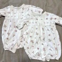 エッフェル塔・スイーツ柄ロンパース2枚セット