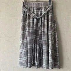 【プロポーションボディドレッシング】チェック柄フレアスカート リボン付きSサイズ