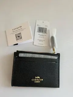 新品未使用　COACH カードケース 定期入れ　黒 合成皮革