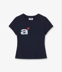 aeae Tシャツ ネイビー 半袖 韓国 ロゴ ハート(Mサイズ)のサムネイル