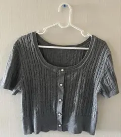 GRL ニット半袖 グレー Lサイズ