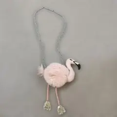 薄いピンク　フラミンゴ型ポシェット　ふわふわ　ファー
